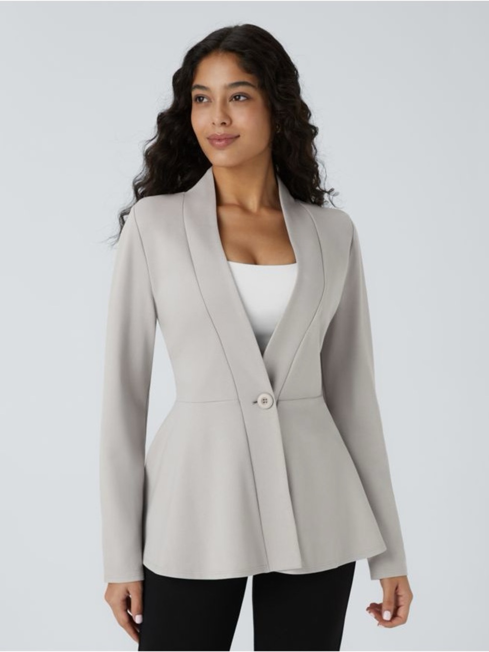 HALARA NWT Light Gray Single-Button Peplum Blazer size M